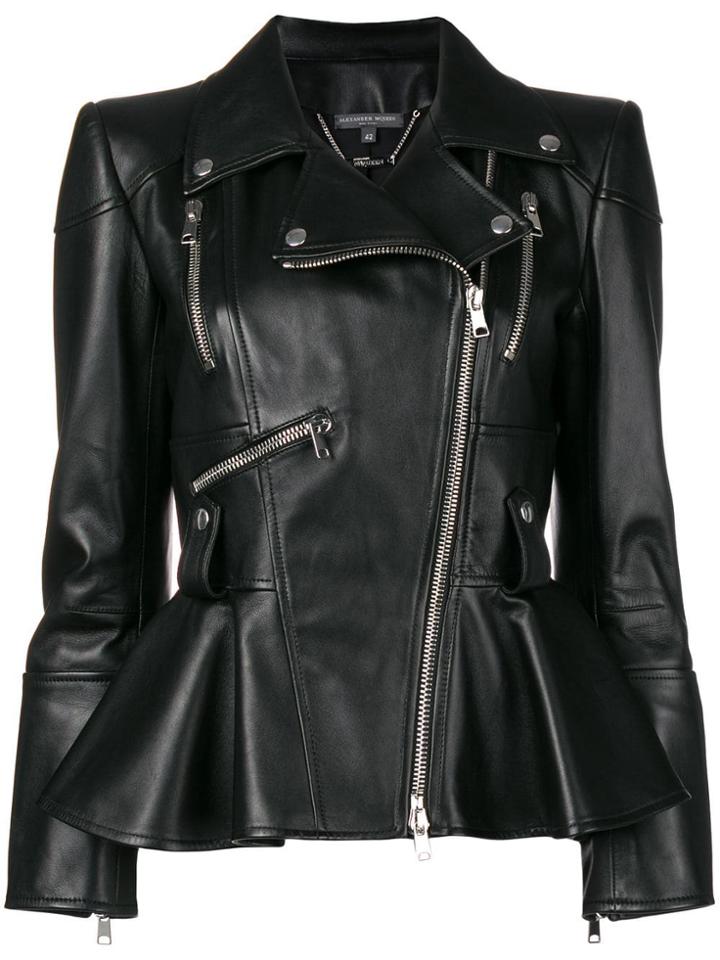 Alexander Mcqueen Cropped Sleeve Biker Jacket - Black