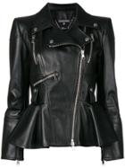 Alexander Mcqueen Cropped Sleeve Biker Jacket - Black