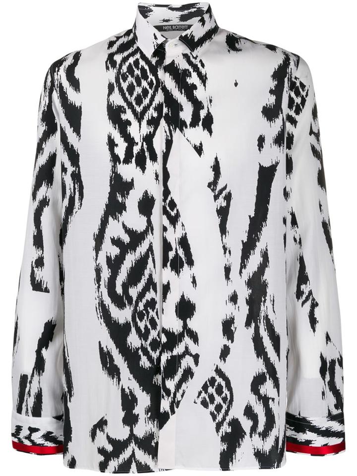 Neil Barrett Long-sleeved Printed Shirt - White