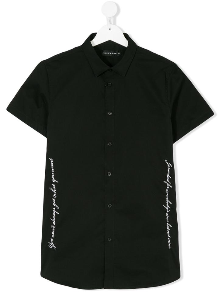 John Richmond Kids Slogan Detail Shirt - Black