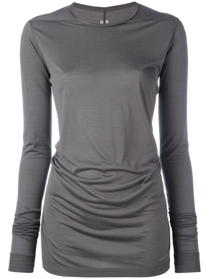 Rick Owens Long Sleeve T-shirt, Women's, Size: 42, Grey, Silk