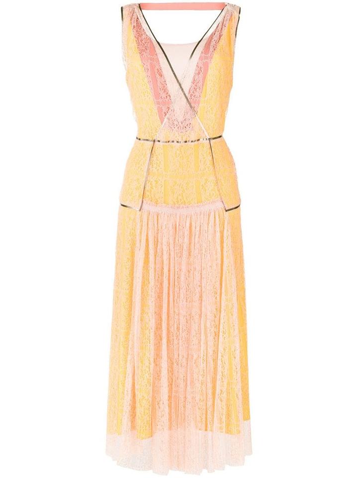 Bottega Veneta Lace Block Midi Dress - Yellow