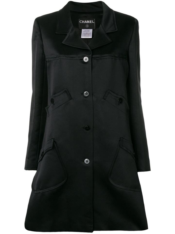 Chanel Vintage Multiple Pockets Flared Coat - Black