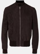Alexander Mcqueen Zip Front Bomber Jacket, Men's, Size: 52, Brown, Calf Leather/cotton/viscose