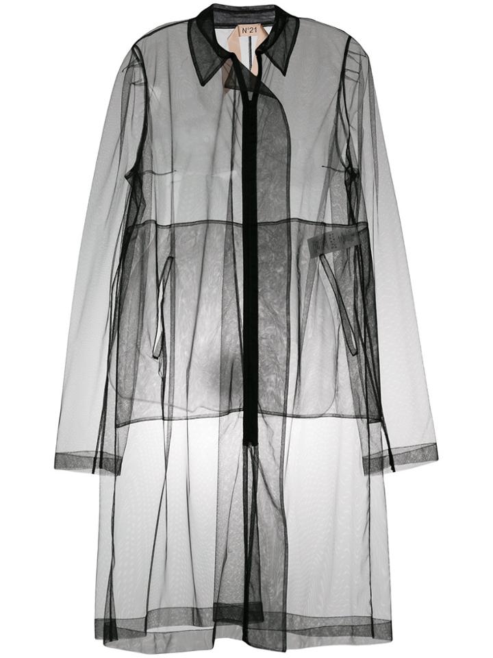 No21 Sheer Zip-front Coat - Black