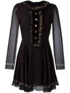 Philosophy Di Lorenzo Serafini Polka Dot Flared Dress, Women's, Size: 38, Black, Silk/polyamide/polyester