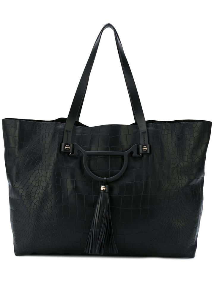 Borbonese - Snakeskin Effect Large Tote - Women - Leather - One Size, Black, Leather