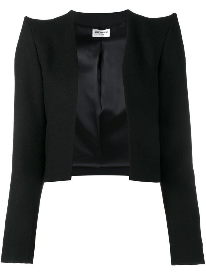 Saint Laurent Pointed Shoulder Jacket, Women's, Size: 40, Black, Silk/wool