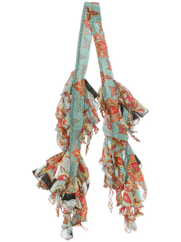 Etro Ruffled Slim Scarf - Blue