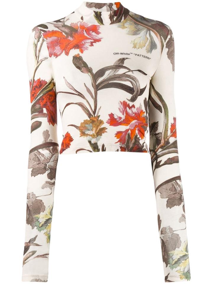 Off-white Floral Print Turtleneck Jumper