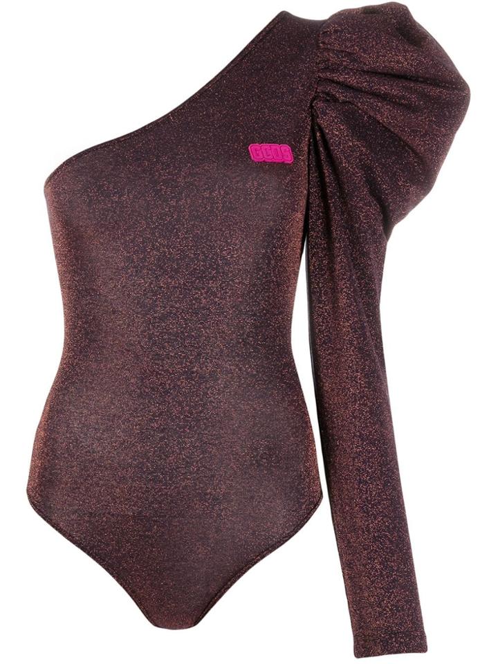Gcds Shimmering Puff-sleeve Bodysuit - Pink