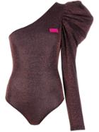 Gcds Shimmering Puff-sleeve Bodysuit - Pink