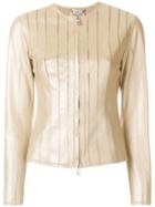 Desa Collection Pleated Leather Jacket - Neutrals
