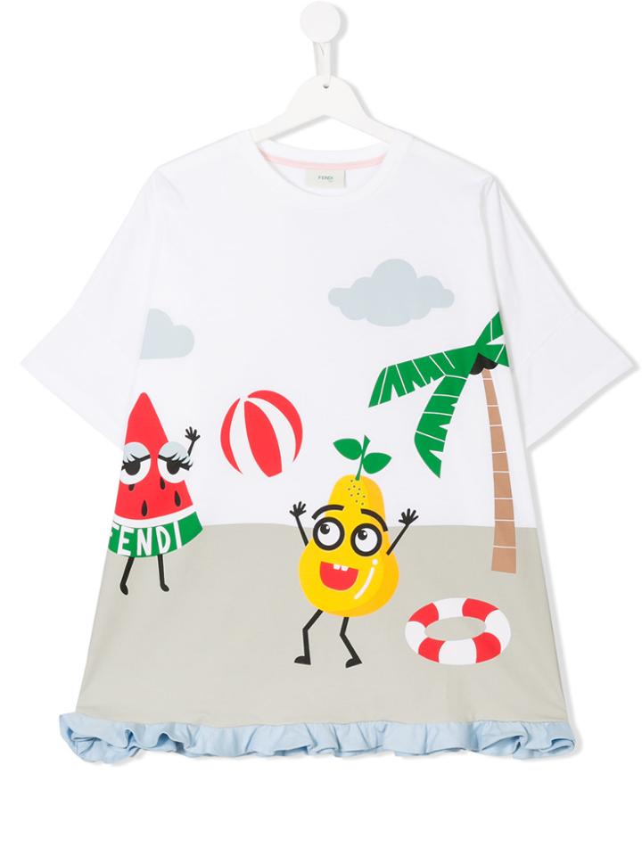 Fendi Kids Fruit At Play Printed T-shirt - White