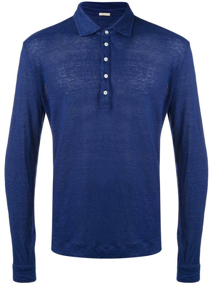 Polo Shirt - Men - Linen/flax - Xl, Blue, Linen/flax, Massimo Alba