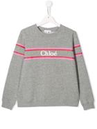 Chloé Kids Logo Printed Sweatshirt - Grey