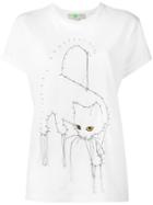 Stella Mccartney Embroidered Cat T-shirt, Women's, Size: 44, White, Cotton