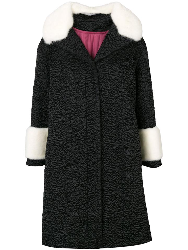 Gucci Quilted Coat With Fur - Black
