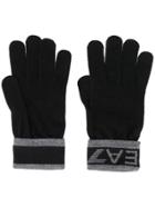 Ea7 Emporio Armani Logo Knit Gloves - Black