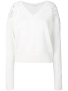Chloé - Lace Shoulder Sweater - Women - Cashmere/merino - L, White, Cashmere/merino