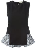 Jour/né Checked Ruffle Detail Top, Women's, Size: 36, Black, Cotton