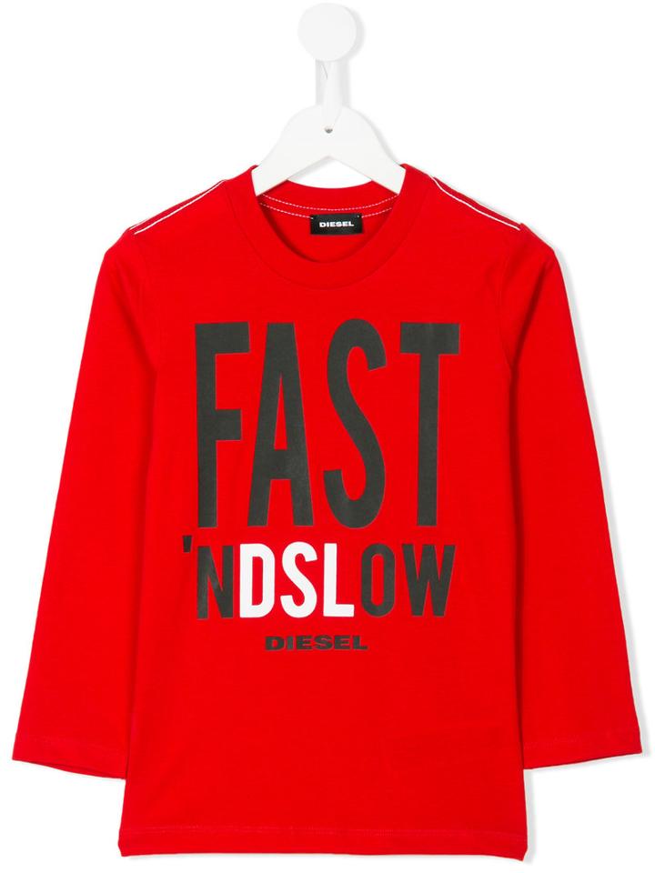 Diesel Kids - Printed T-shirt - Kids - Cotton - 2 Yrs, Red