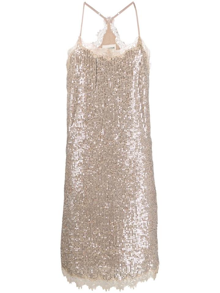 Semicouture Sequin Slip Dress - Neutrals