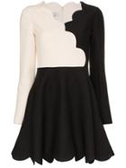 Valentino Scalloped Wool And Silk-blend Dress - Black