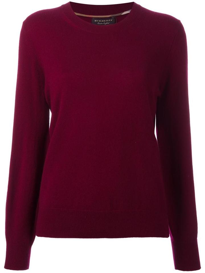 Burberry Ribbed Trim Jumper, Women's, Size: Small, Pink/purple, Cashmere
