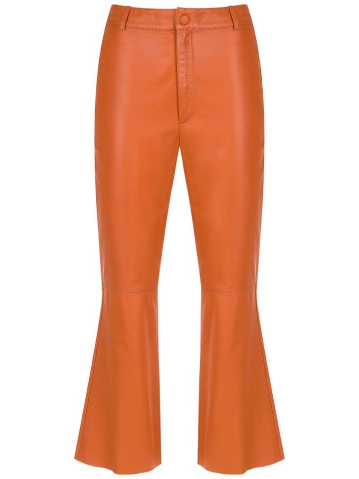 Nk Leather Cropped Trousers - Orange