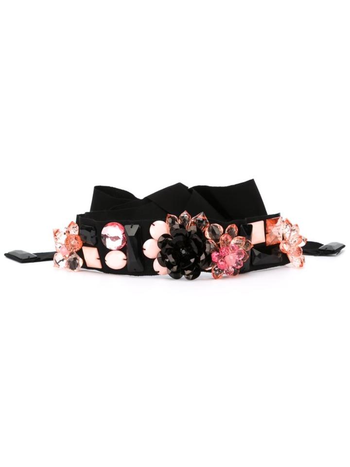 Msgm Floral Embellished Belt