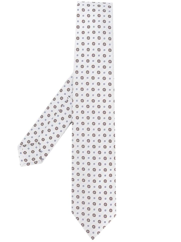 Barba All-over Motif Tie - White