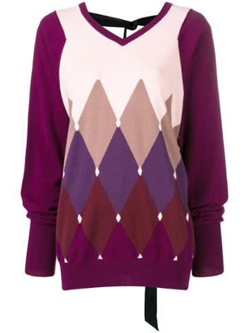 Ballantyne Diamond Knit Sweater - Pink & Purple