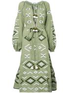March 11 Embroidered Belted Dress - Green