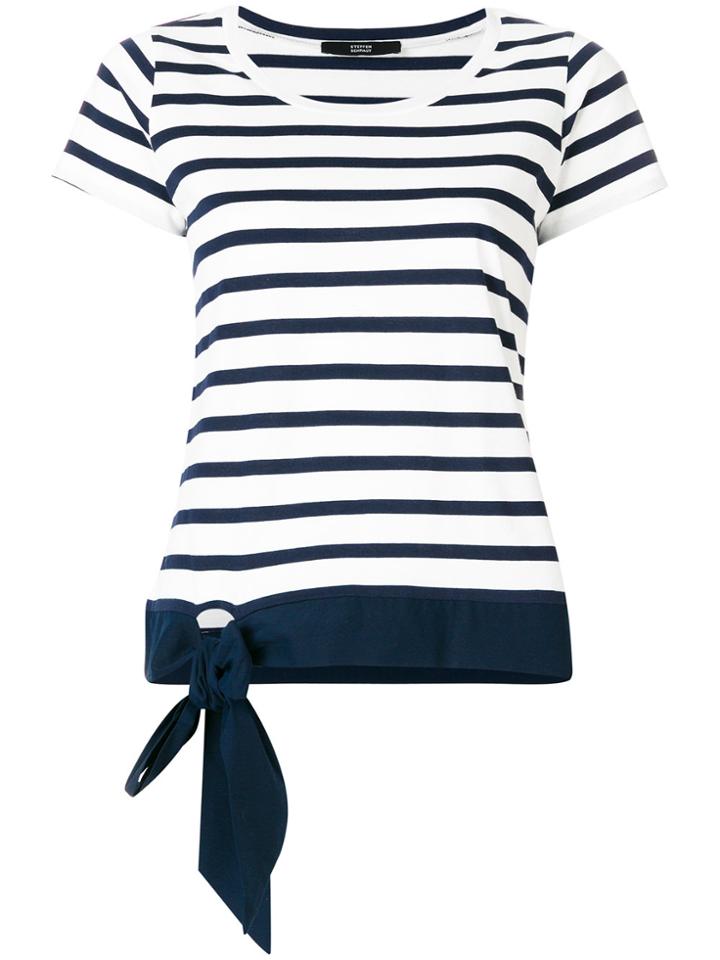Steffen Schraut Striped T-shirt With Bow Detail - Blue