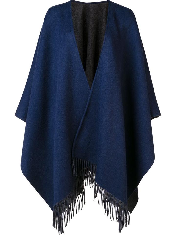Rag & Bone Fringed Ends Shawl Scarf, Women's, Blue, Wool