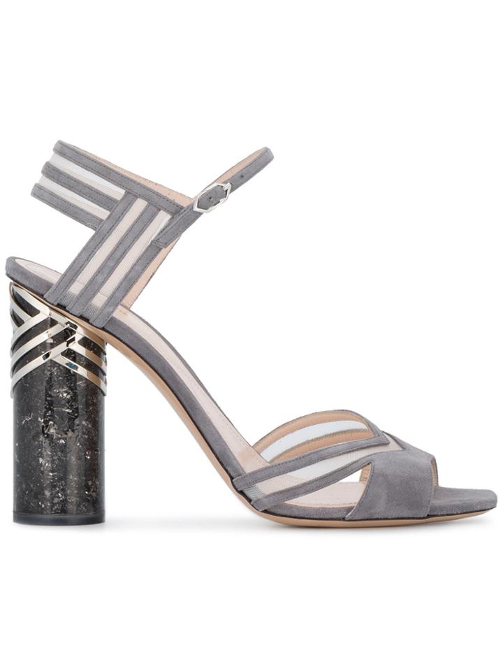 Nicholas Kirkwood Grey Suede Zaha 105 Sandals