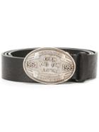 Dsquared2 Embossed Plaque Belt, Men's, Size: 100, Black, Leather/metal (other)