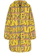 Burberry Graffiti Check Puffer Coat - Yellow & Orange