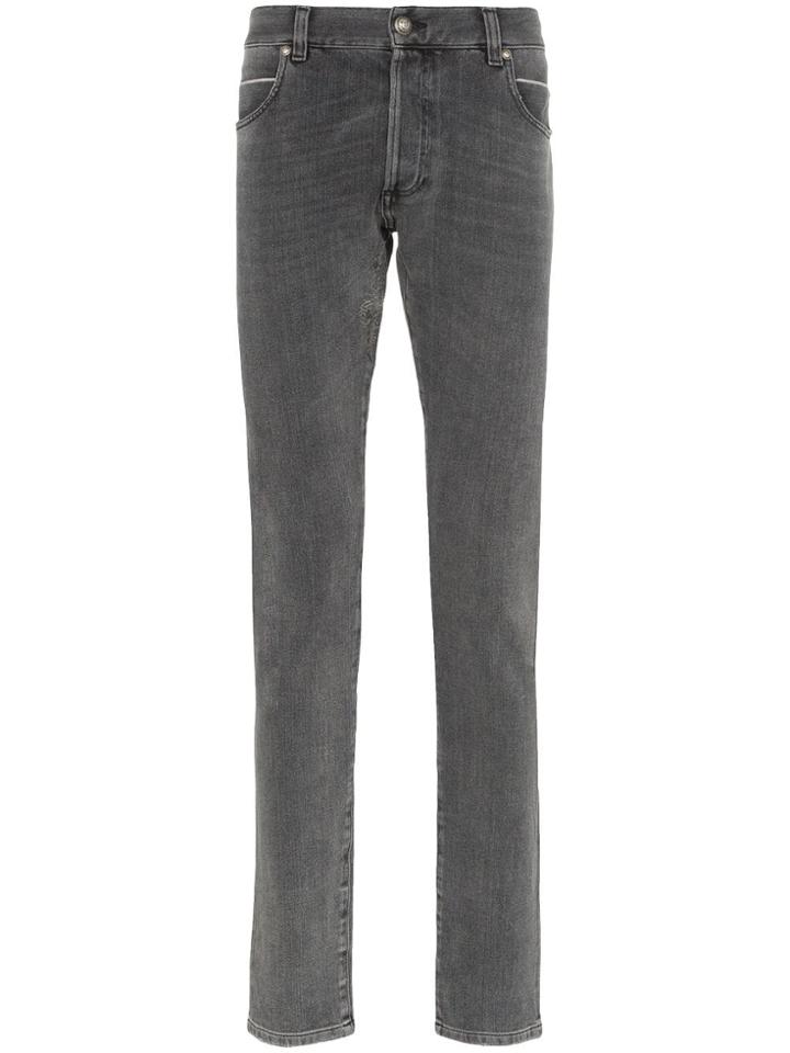 Balmain Faded Slim-fit Jeans - Black