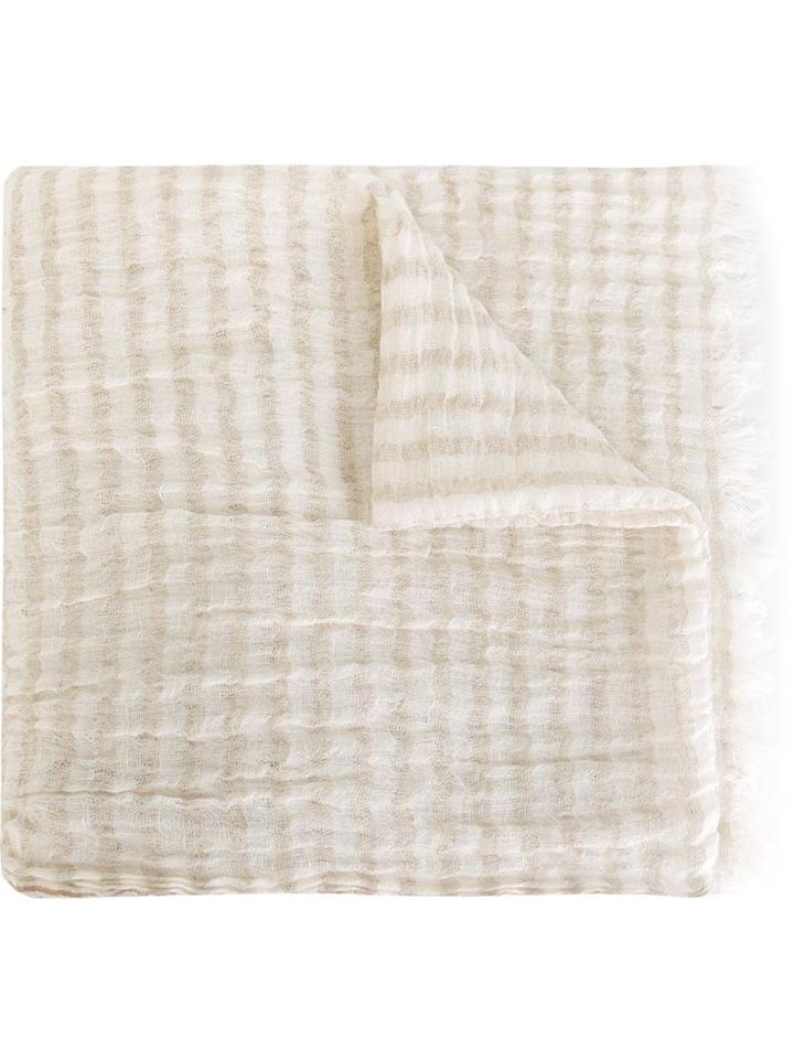 Eleventy Striped Scarf, Men's, Nude/neutrals, Silk/linen/flax/cashmere/wool