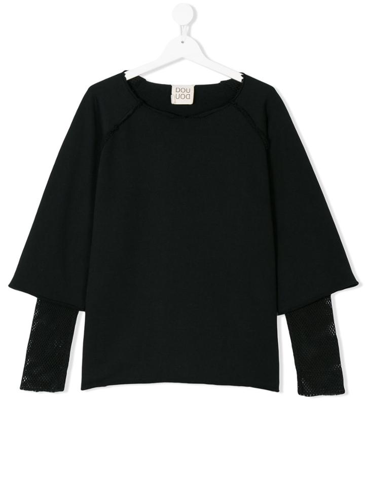 Douuod Kids Mesh Detail Sweatshirt - Black