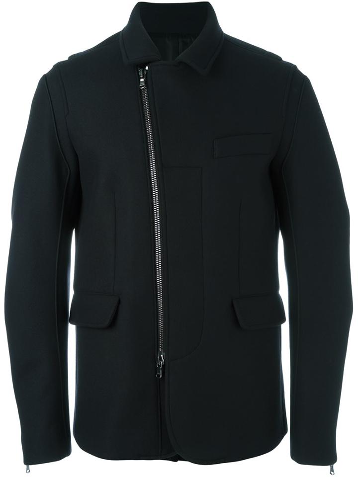 Wooyoungmi Zipped Coat, Men's, Size: 52, Black, Nylon/polyester/rayon/wool