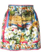 Dolce & Gabbana Floral Print Shorts, Women's, Size: 40, White, Silk