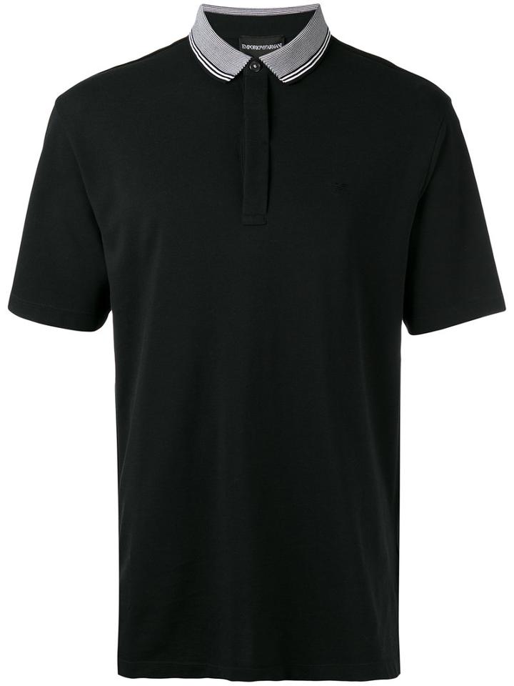 Emporio Armani Contrast Collar Polo Shirt, Men's, Size: Medium, Black, Cotton
