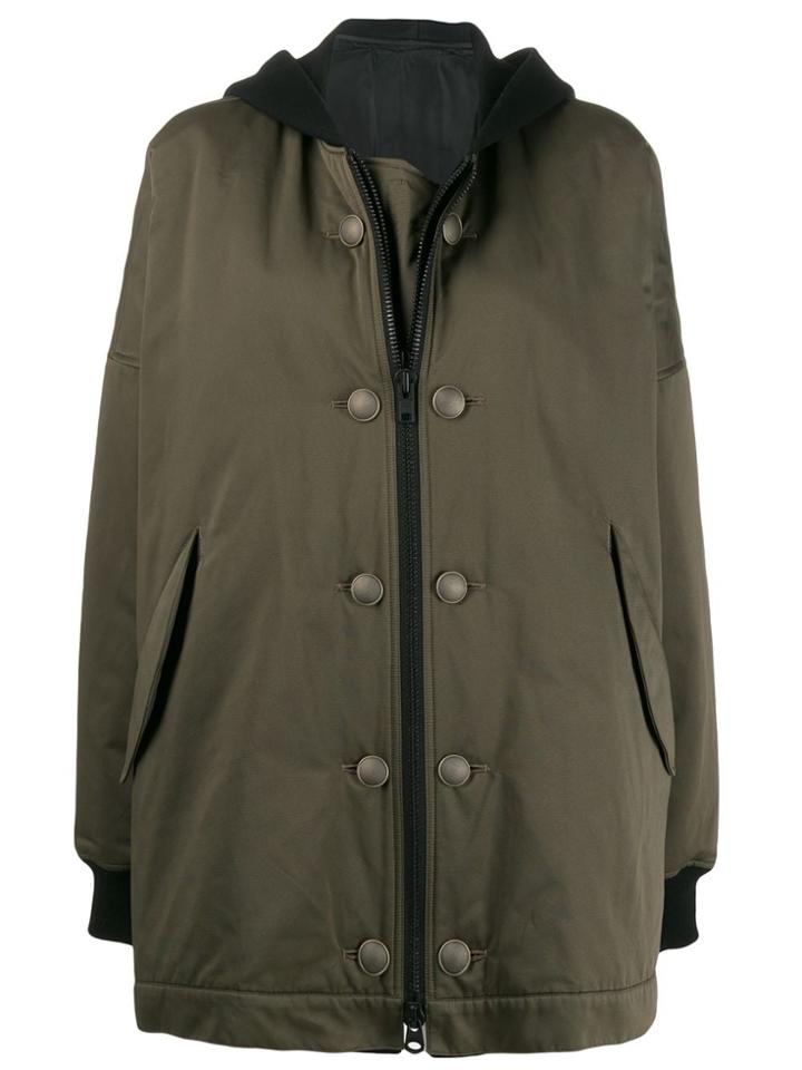 Yohji Yamamoto Contrast Hood Coat - Green