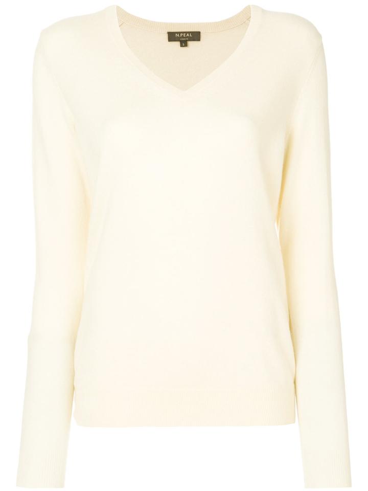 N.peal Cashmere V-neck Jumper - Yellow & Orange