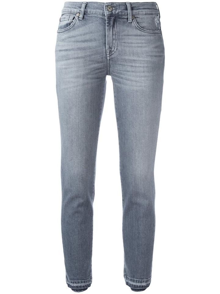 7 For All Mankind Cropped Jeans, Women's, Size: 26, Grey, Cotton/spandex/elastane