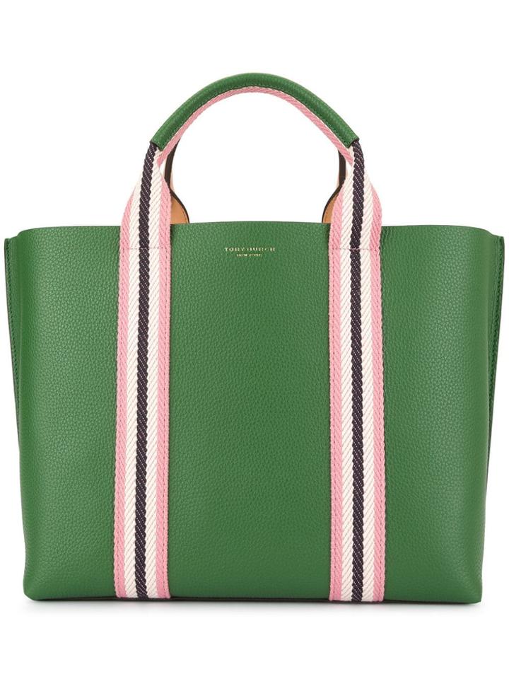 Tory Burch Perry Multi-stripe Triple-compartment Tote - Green