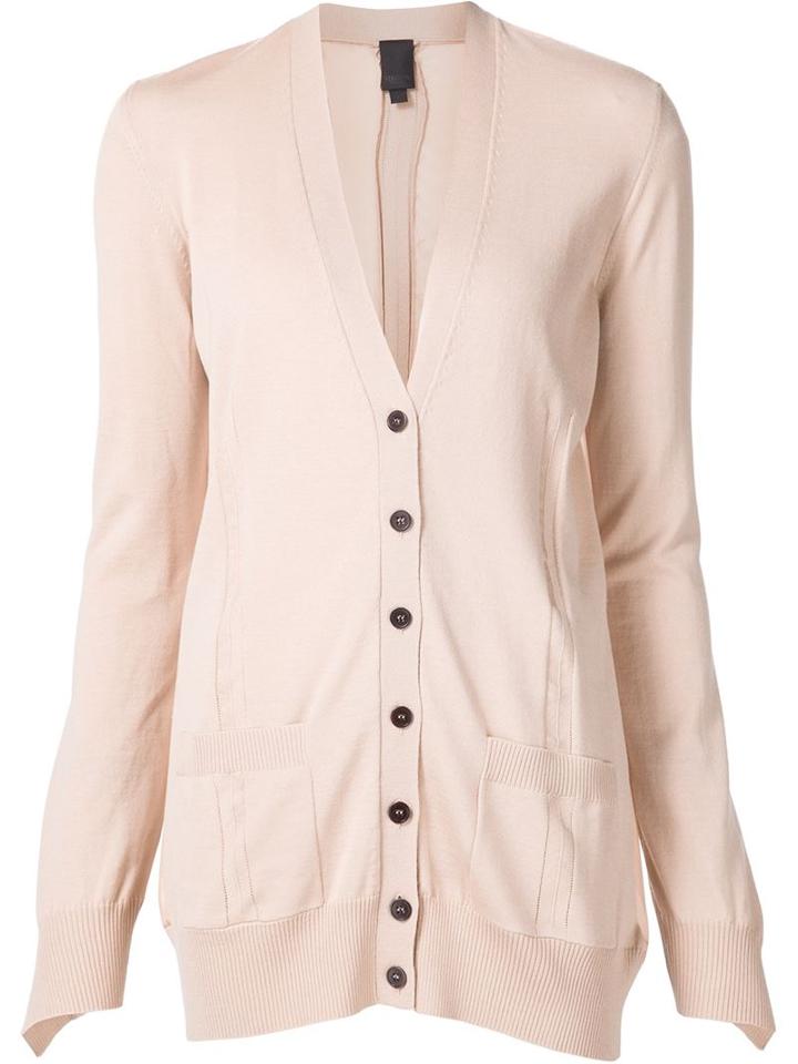 Vera Wang Habotai Back Cardigan, Women's, Size: Medium, Nude/neutrals, Silk/wool